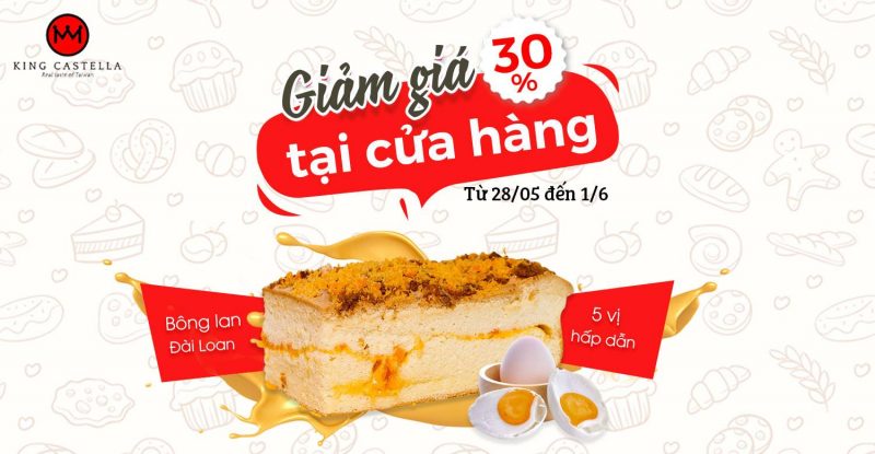 Giảm 30% Từ Ngày 28/5 – 1/6 Bánh Bông Lan Đài Loan King Castella Tại Đà Nẵng
